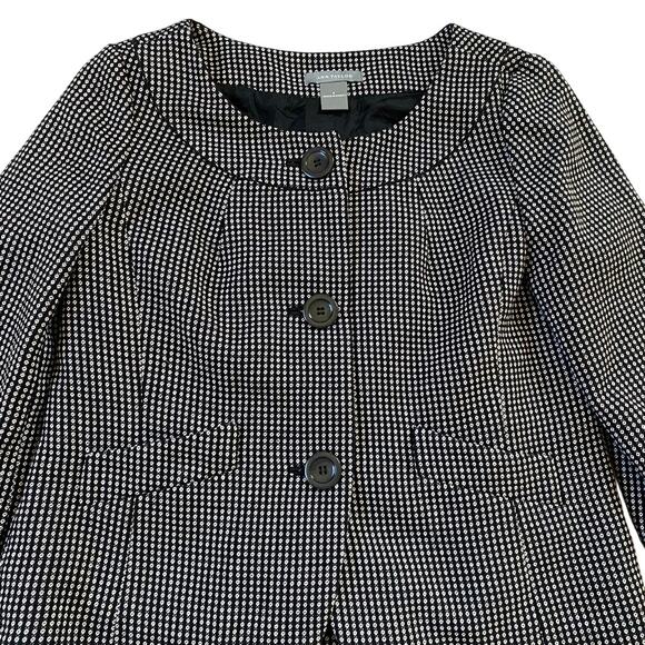 Ann Taylor Black White Dot Suit Blazer 3 Button Puff Sleeve Jacket - 4 - Picture 6 of 10